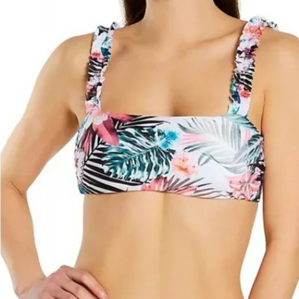 Raisins Haute‎ Bloom Tulum Bra Swim Top White Ruffle size M NWT
